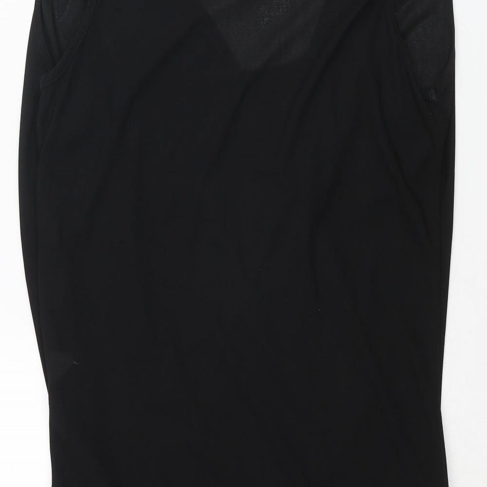 River Island Womens Black Polyester Tunic Blouse Size 10 V-Neck - Layered Wrap Style