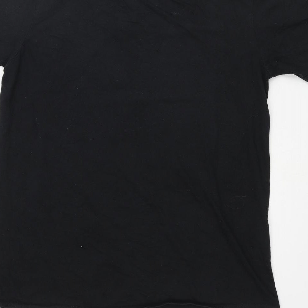 PRETTYLITTLETHING Womens Black Polyester Basic T-Shirt Size M Round Neck - Wanderer Road Print