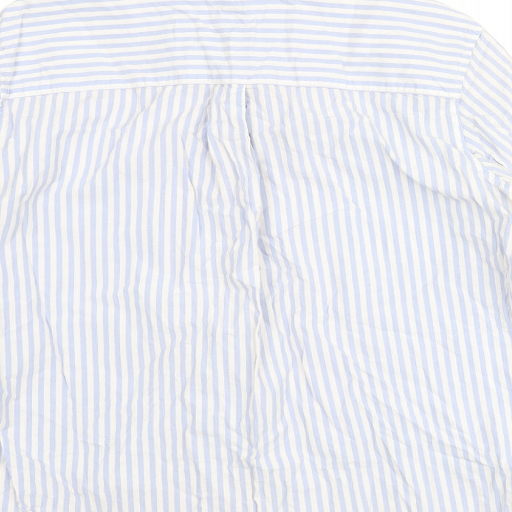 Gap Mens Blue Striped Cotton Button-Up Size M Collared Button