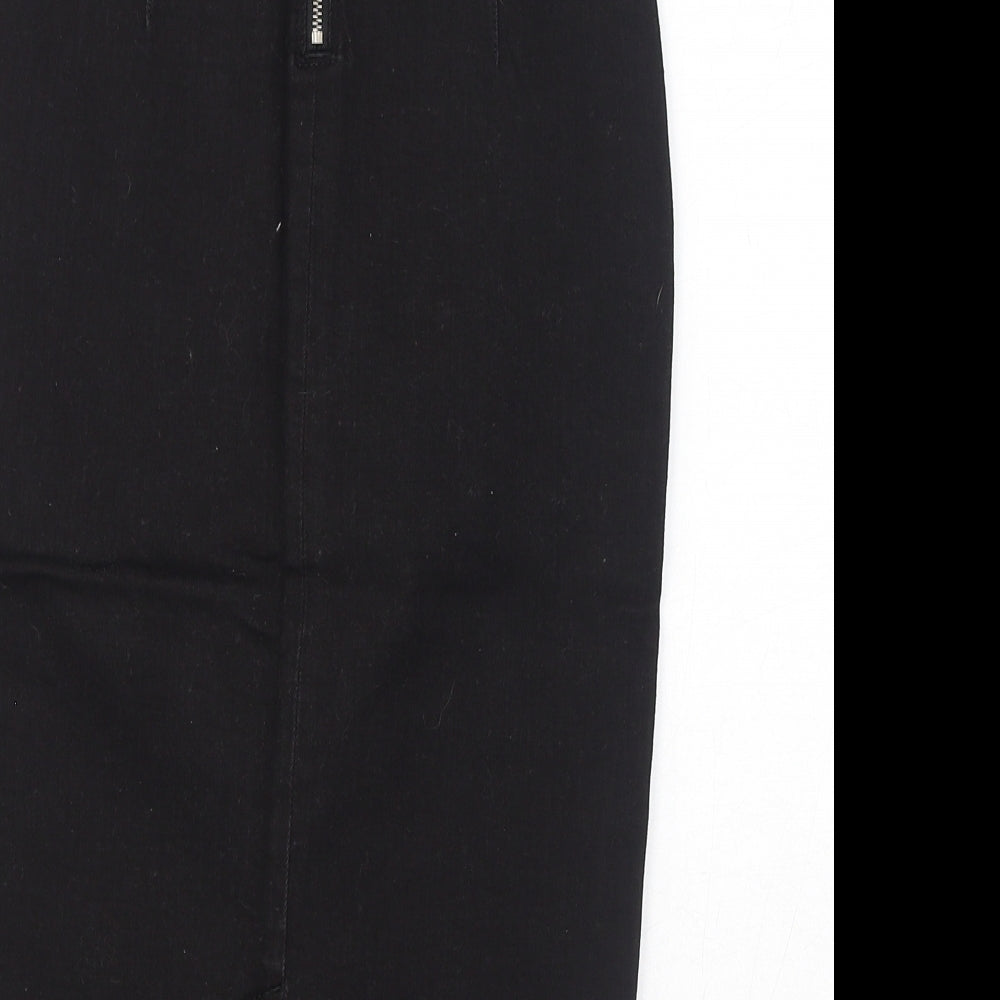 Topshop Womens Black Cotton Straight & Pencil Skirt Size 6 Zip