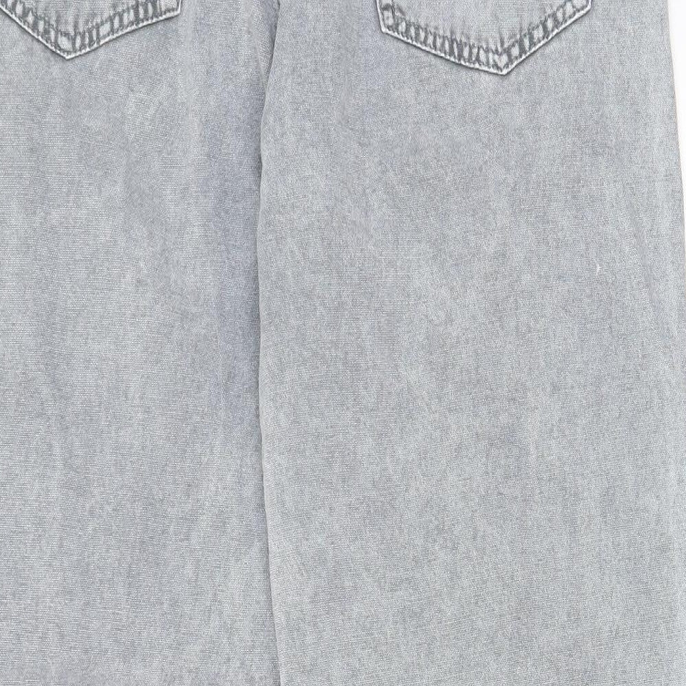 Weekday Womens Grey Cotton Straight Jeans Size 32 in L30 in Regular Zip - Pockets