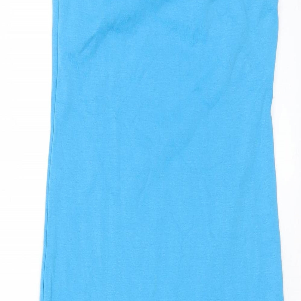 Zara Womens Blue Cotton Tank Dress Size M Square Neck Pullover