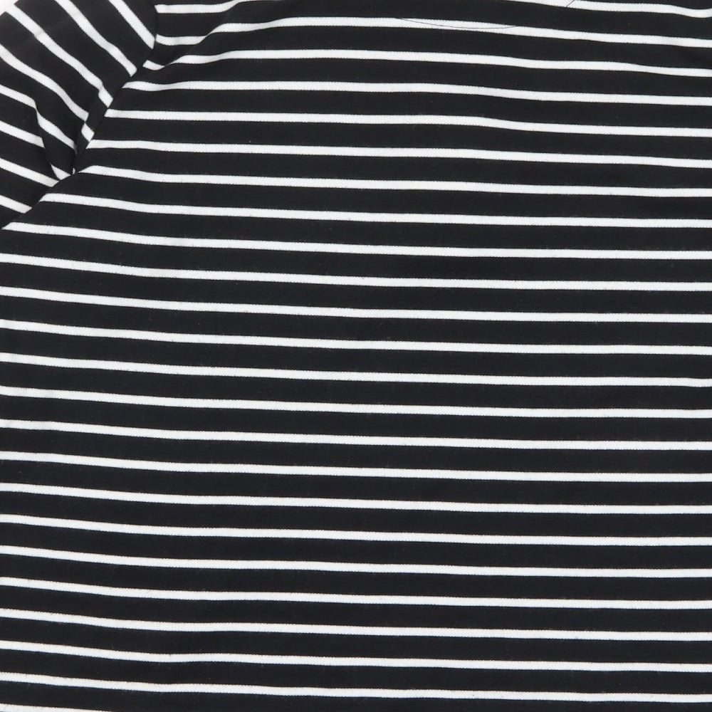 Bonmarché Womens Black Striped Polyester Pullover Sweatshirt Size S Button - Pockets