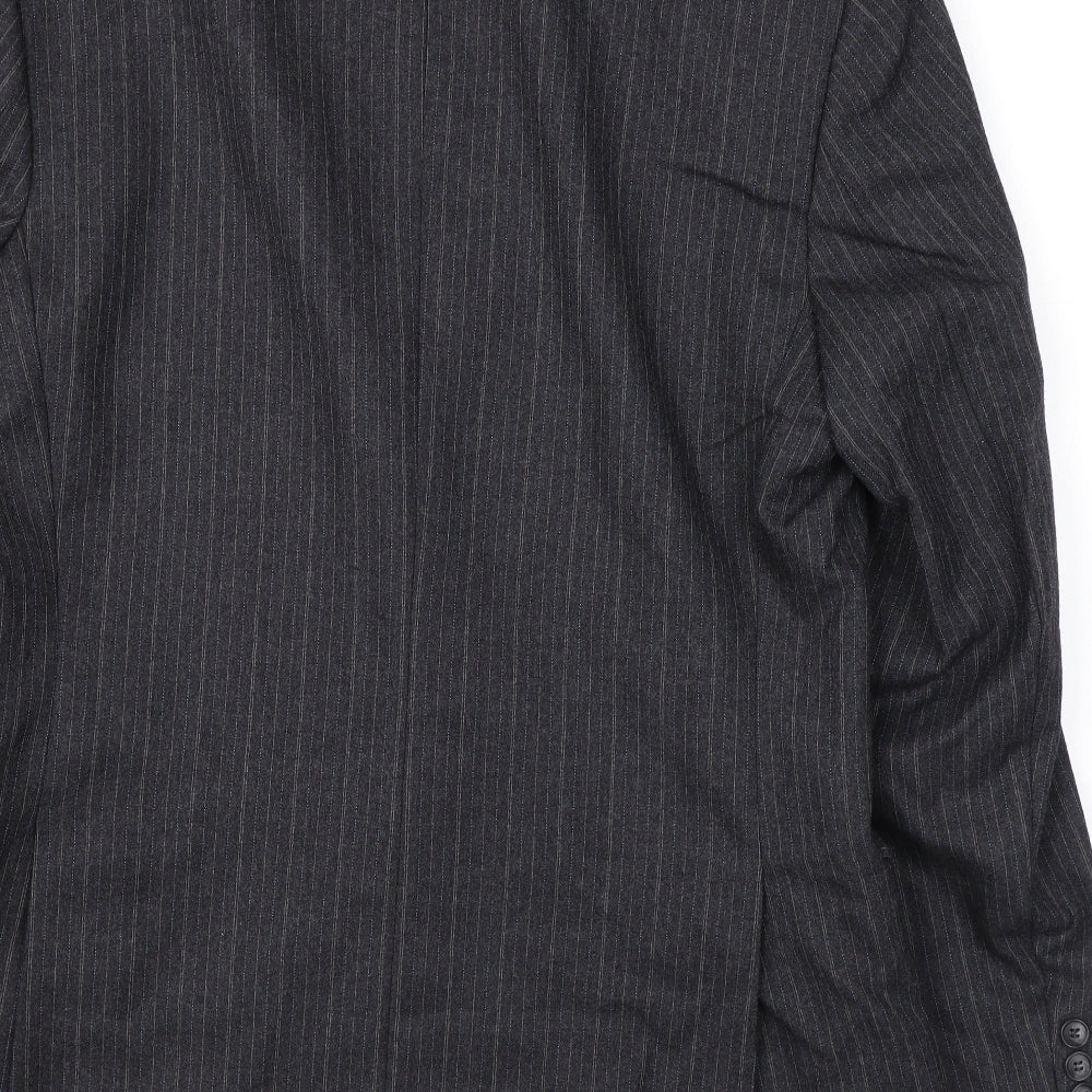Burton Mens Grey Striped Wool Jacket Suit Jacket Size 40 Regular