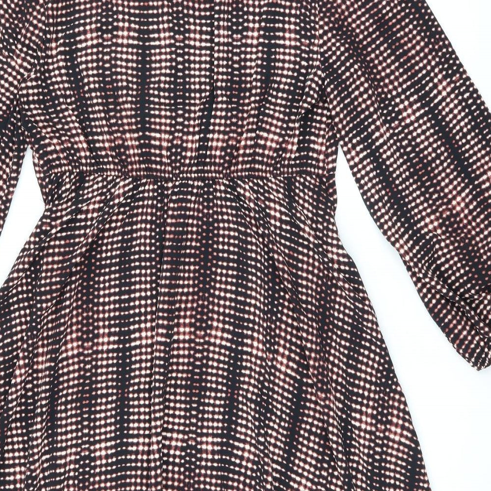 Per Una Womens Black Tie Dye Polyester Shift Size 12 V-Neck Pullover