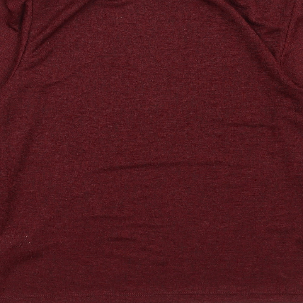 River Island Womens Red Polyester Basic T-Shirt Size 6 Mock Neck
