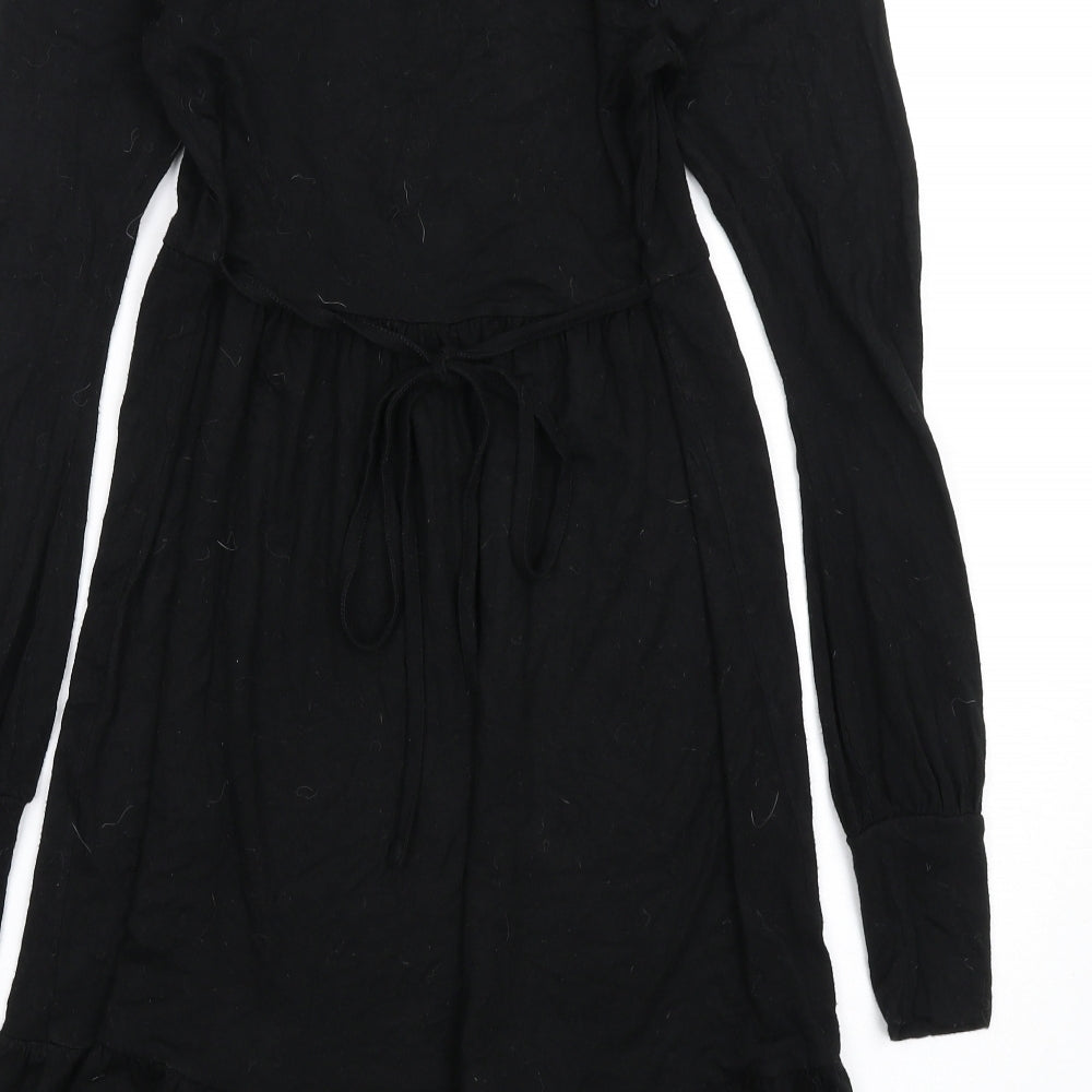 Warehouse Womens Black Viscose A-Line Size 8 V-Neck Pullover