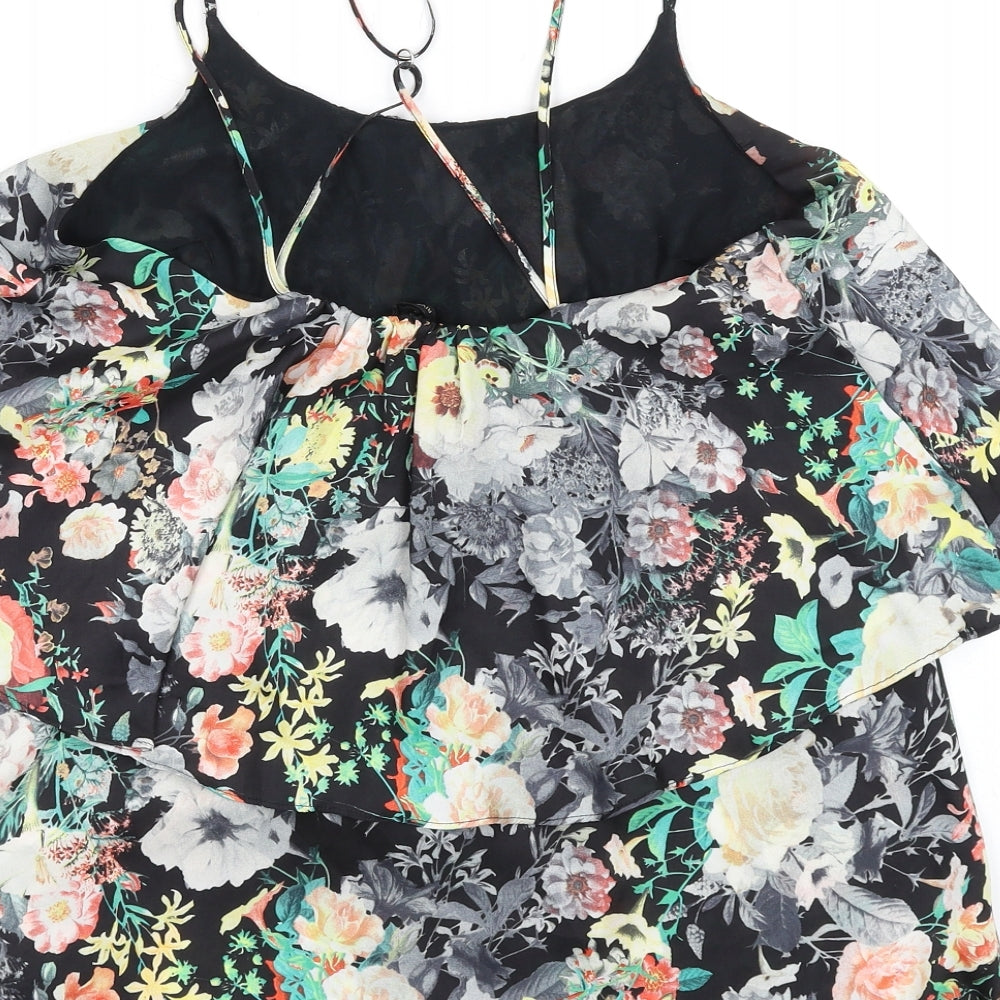 River Island Womens Multicoloured Floral Polyester Camisole T-Shirt Size 6 Scoop Neck