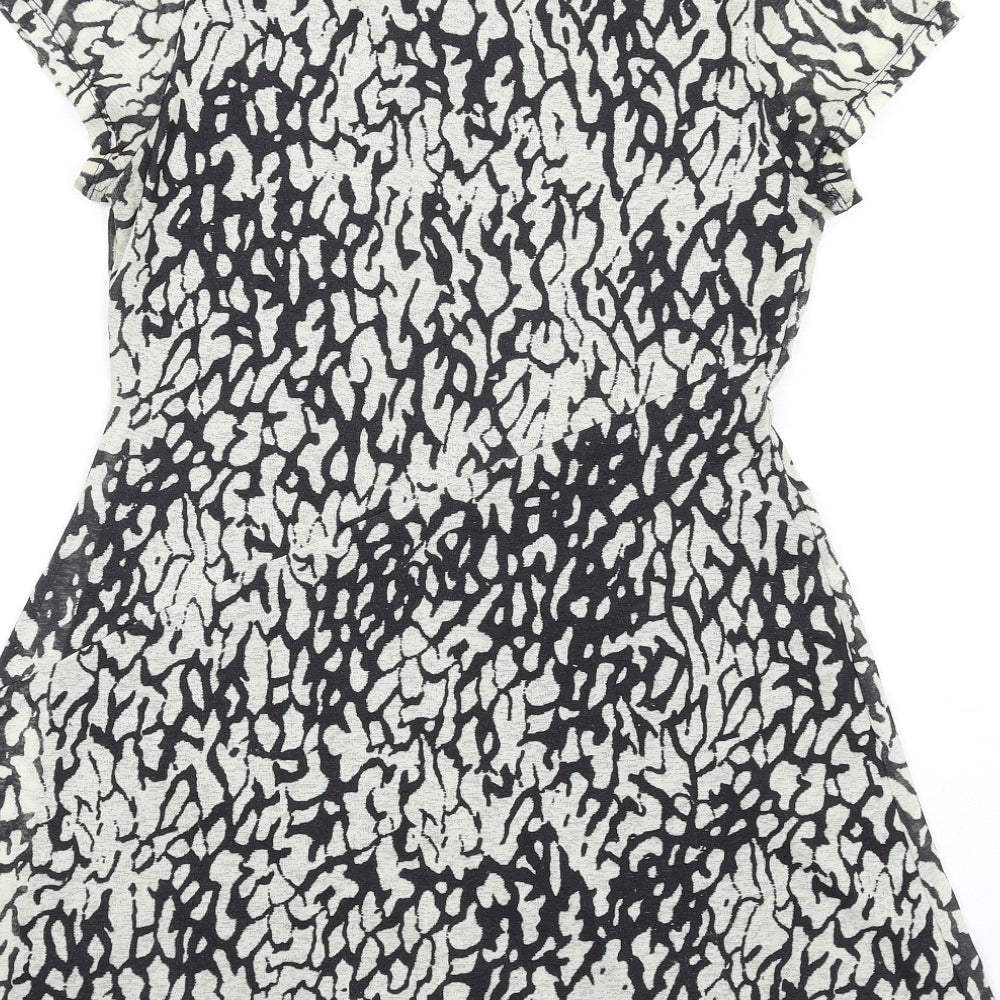 Topshop Womens Black Geometric Polyester A-Line Size 14 Round Neck Pullover