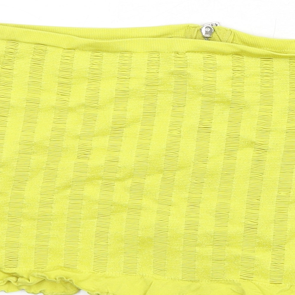 Urban Outfitters Womens Yellow Polyester Cropped T-Shirt Size L Square Neck