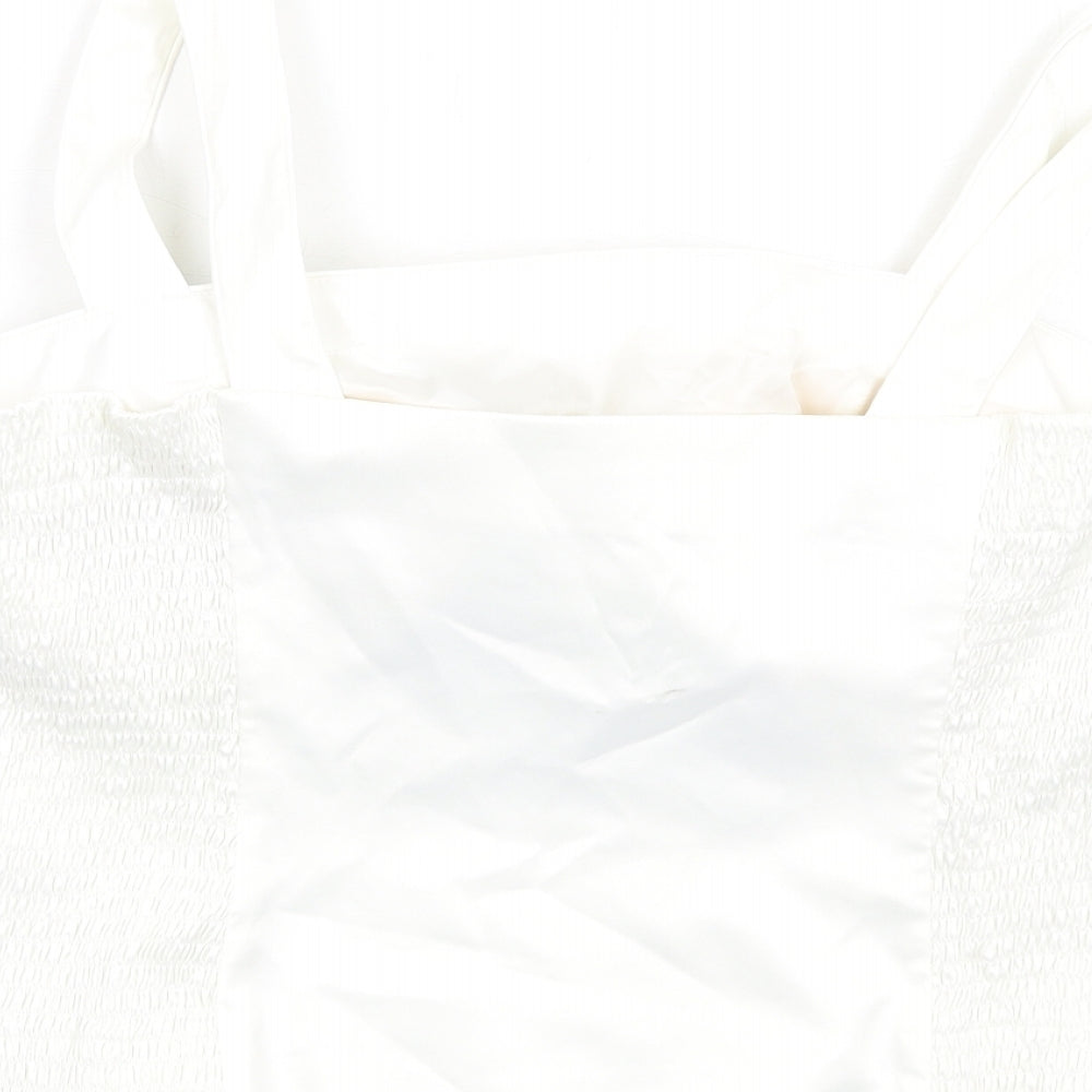 Libra Womens Ivory Polyester Basic T-Shirt Size 14 Square Neck