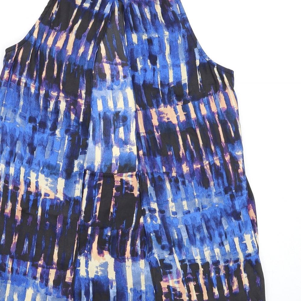 BB Dakota Womens Blue Geometric Polyester Basic Tank Size XS Round Neck