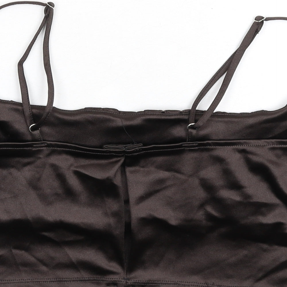 H&M Womens Brown Polyester Camisole T-Shirt Size L Scoop Neck