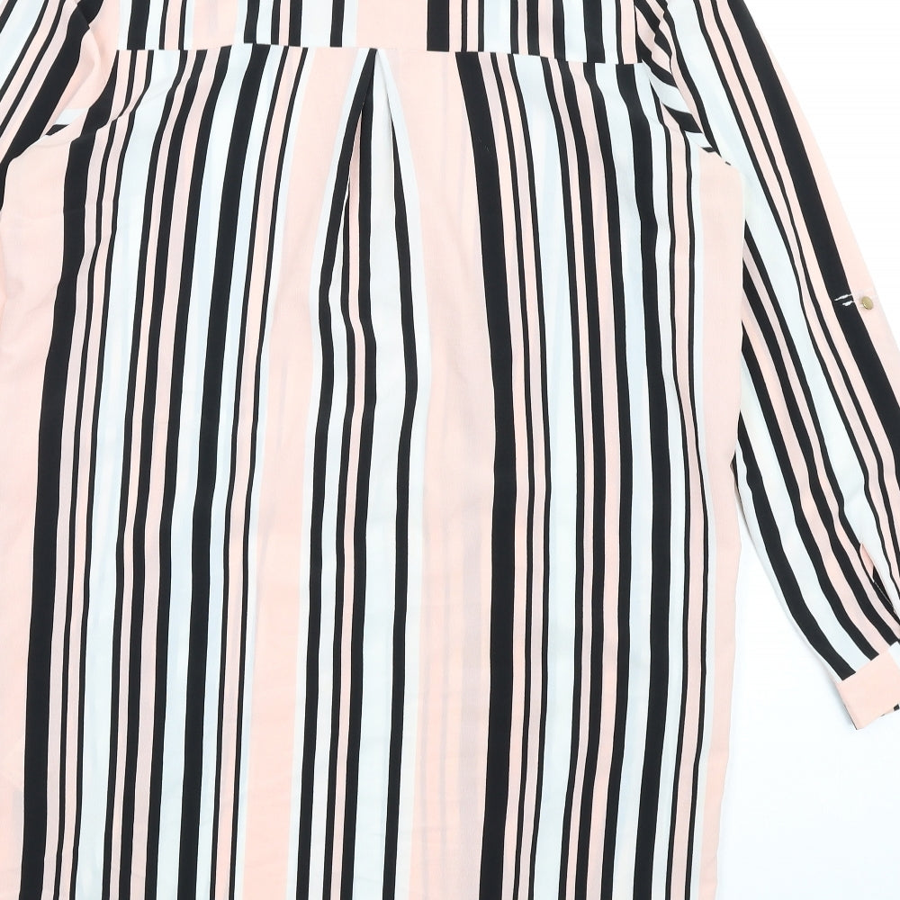 Quiz Womens Pink Striped Polyester Shirt Dress Size 10 Collared Button