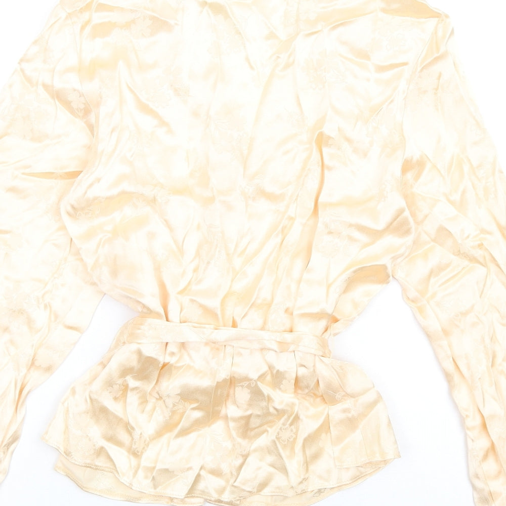 Topshop Womens Ivory Viscose Basic Button-Up Size 8 V-Neck