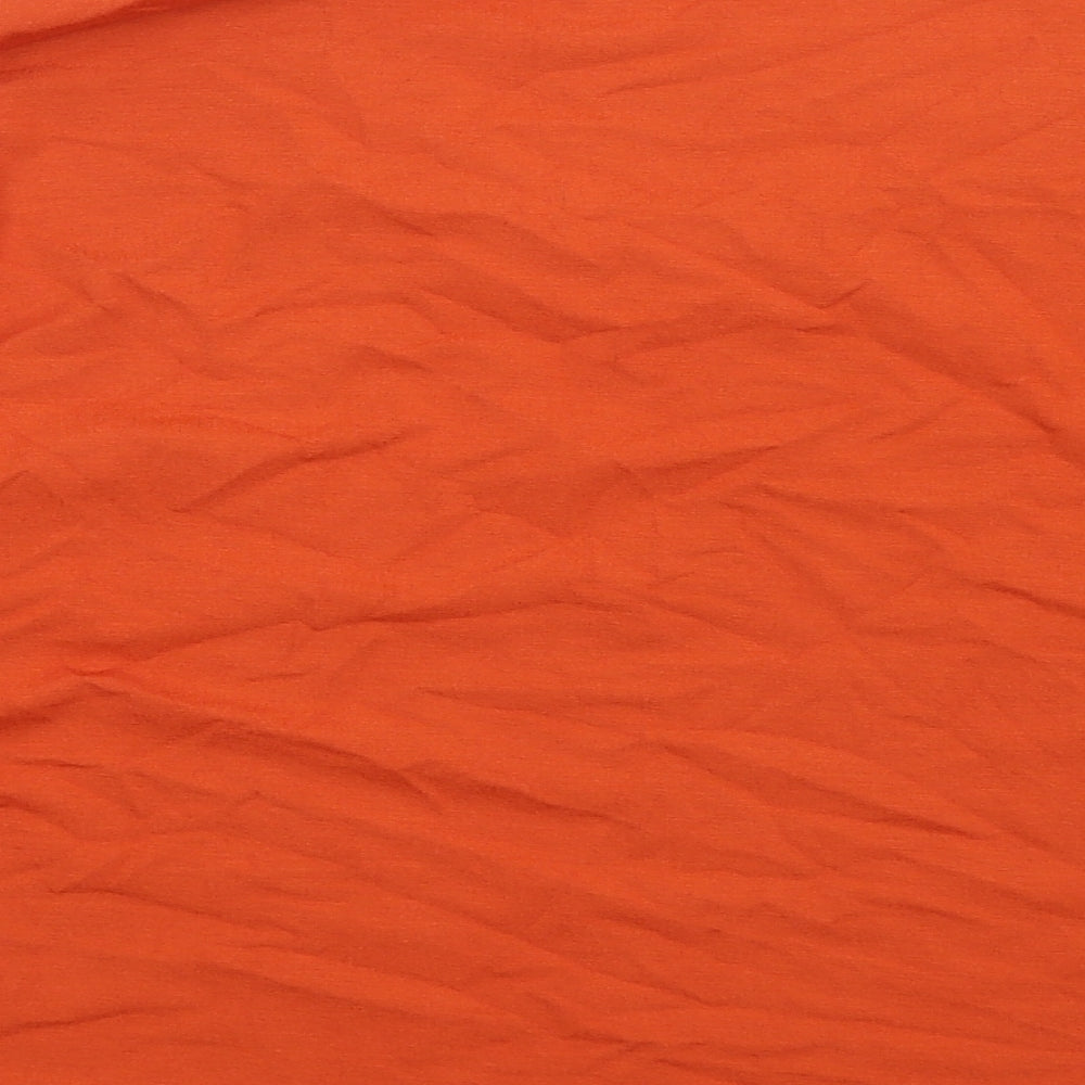 Country Casuals Womens Orange Viscose Basic T-Shirt Size XL V-Neck - Beaded Neckline