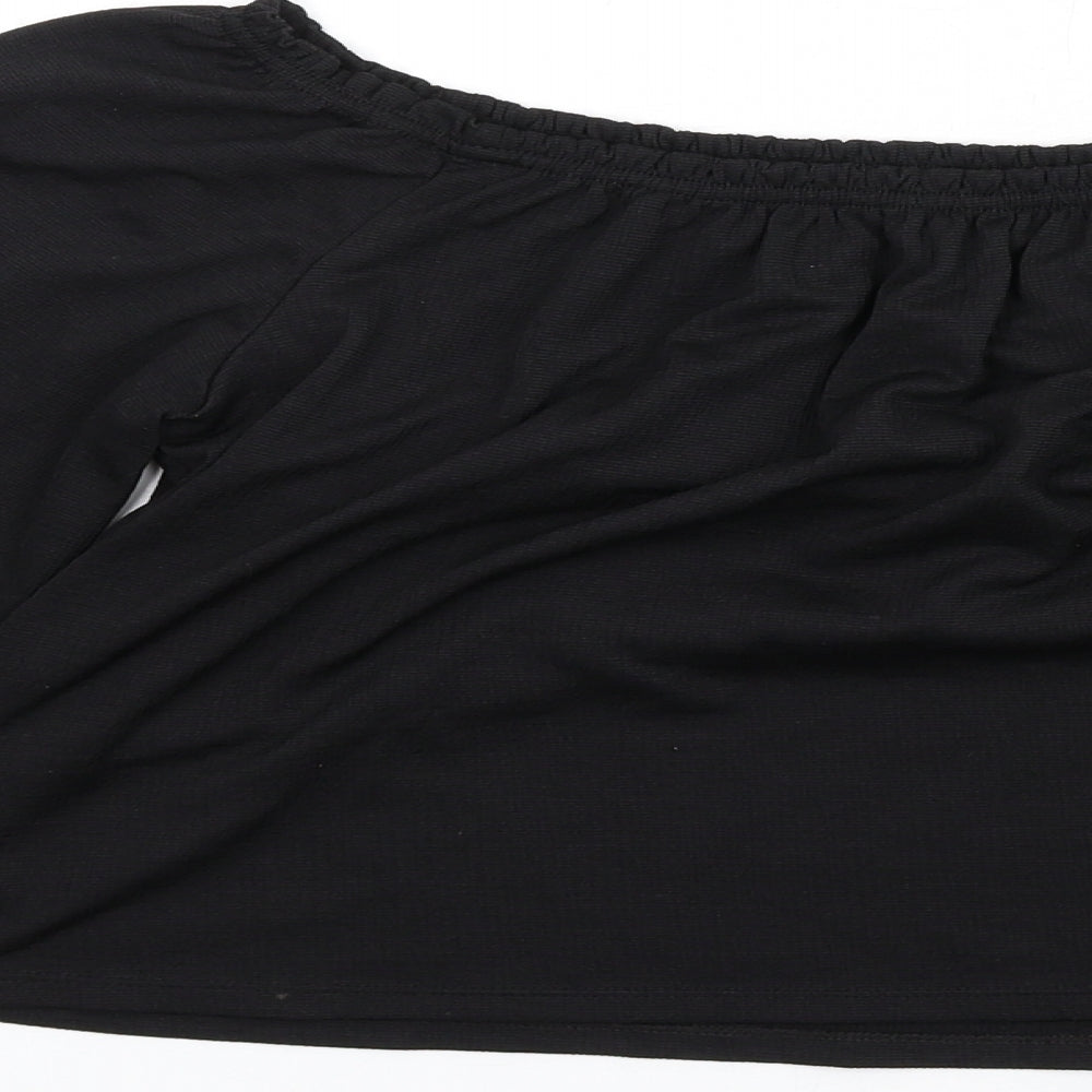 Bershka Womens Black Polyester Basic T-Shirt Size S Off the Shoulder