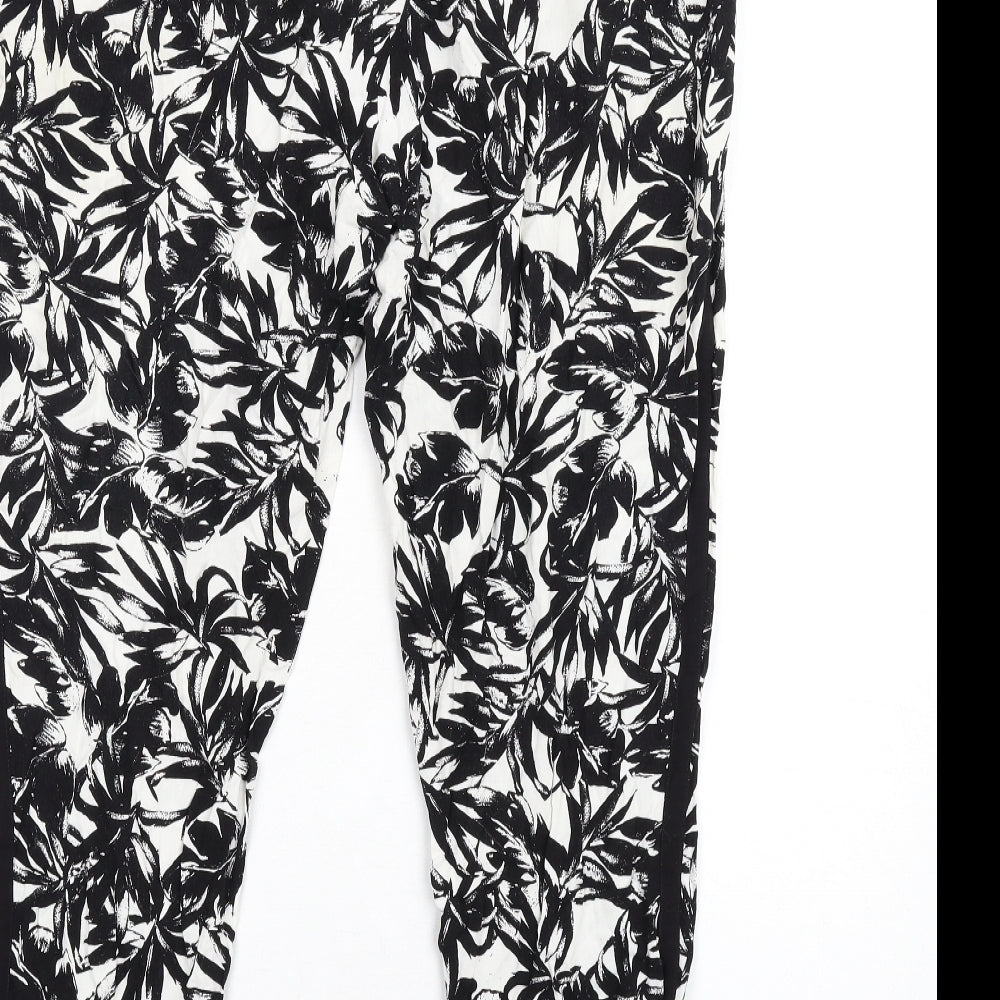 Dorothy Perkins Womens Black Geometric Viscose Trousers Size 16 L29 in Regular
