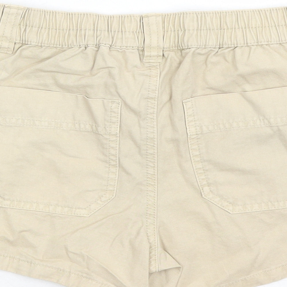 Marks and Spencer Boys Beige Cotton Chino Shorts Size 9-10 Years Regular Zip - Elasticated Waist Waist Size 22 Inches Inside Leg 3 Inches
