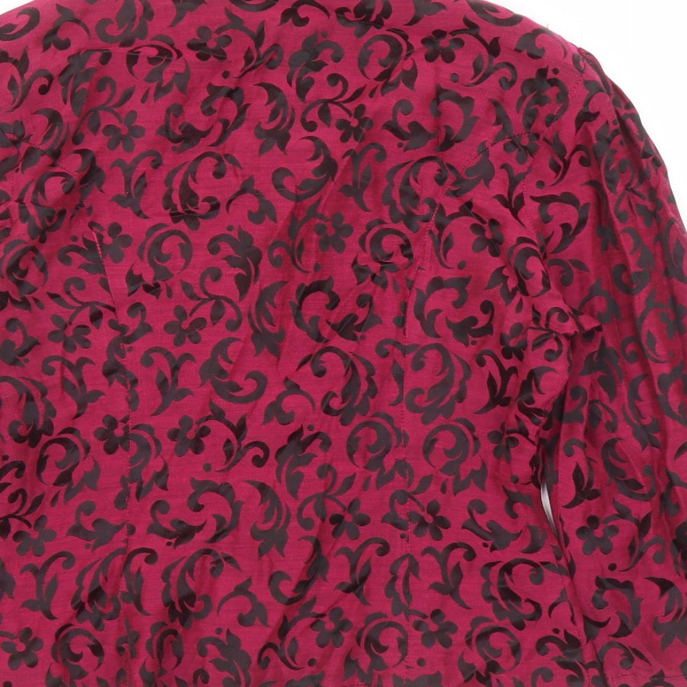 April Fool Womens Purple Geometric Polyester Basic Blouse Size 10 Round Neck - Vintage