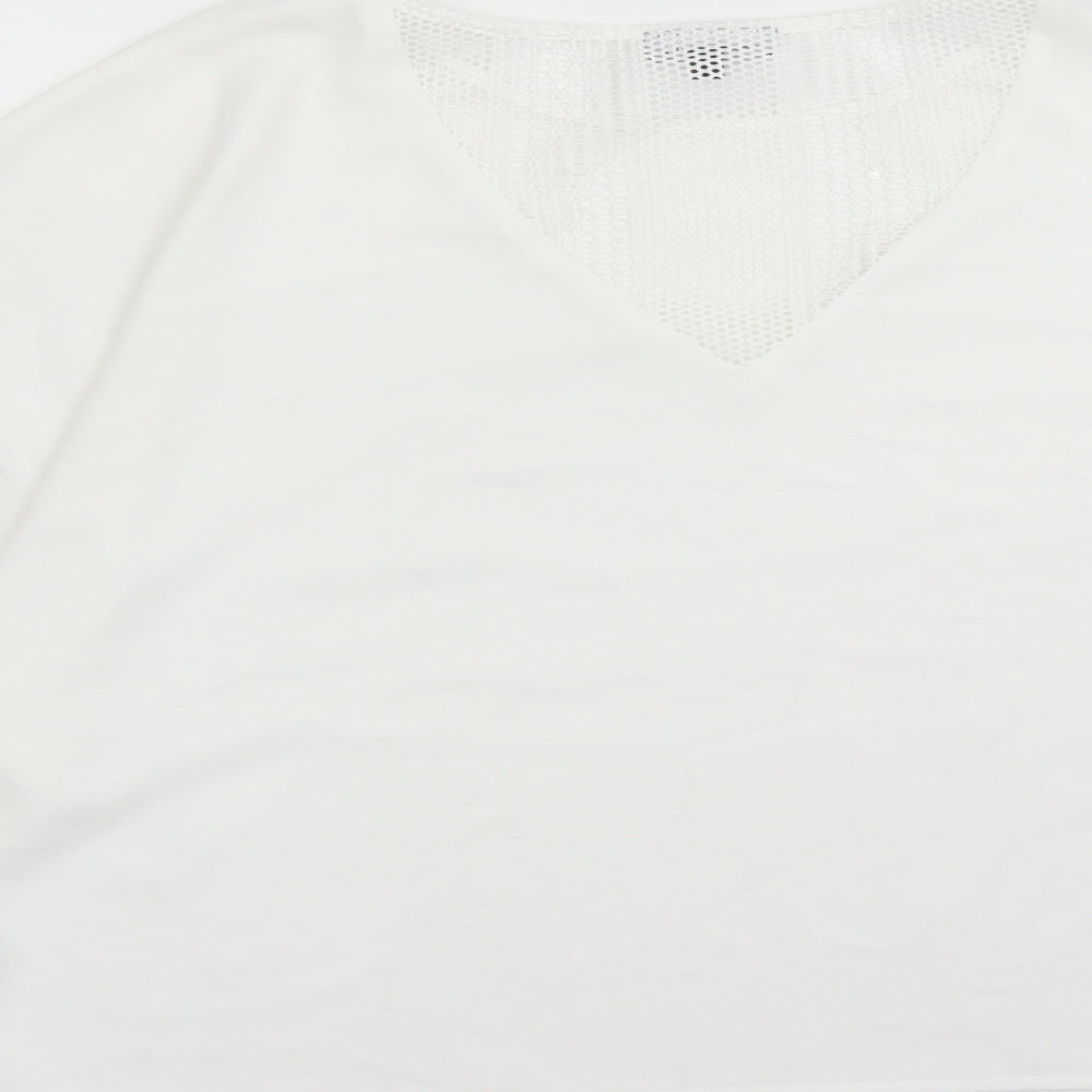 Warehouse Womens White Polyester Basic Blouse Size 10 Round Neck - Sequin Detail