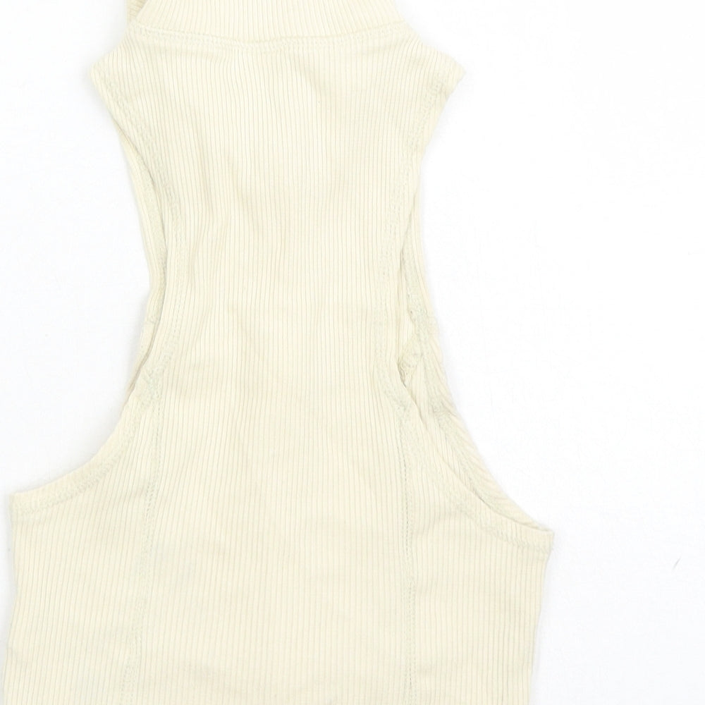 Urban Outfitters Womens Beige Cotton Cropped Polo Size S Collared