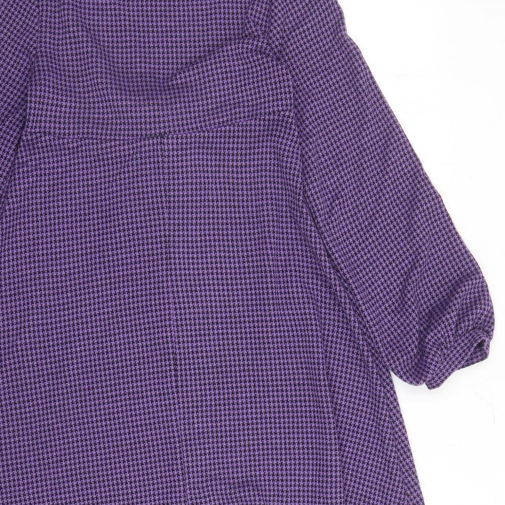 ASOS Womens Purple Houndstooth Polyester Fit & Flare Size 4 Scoop Neck Pullover