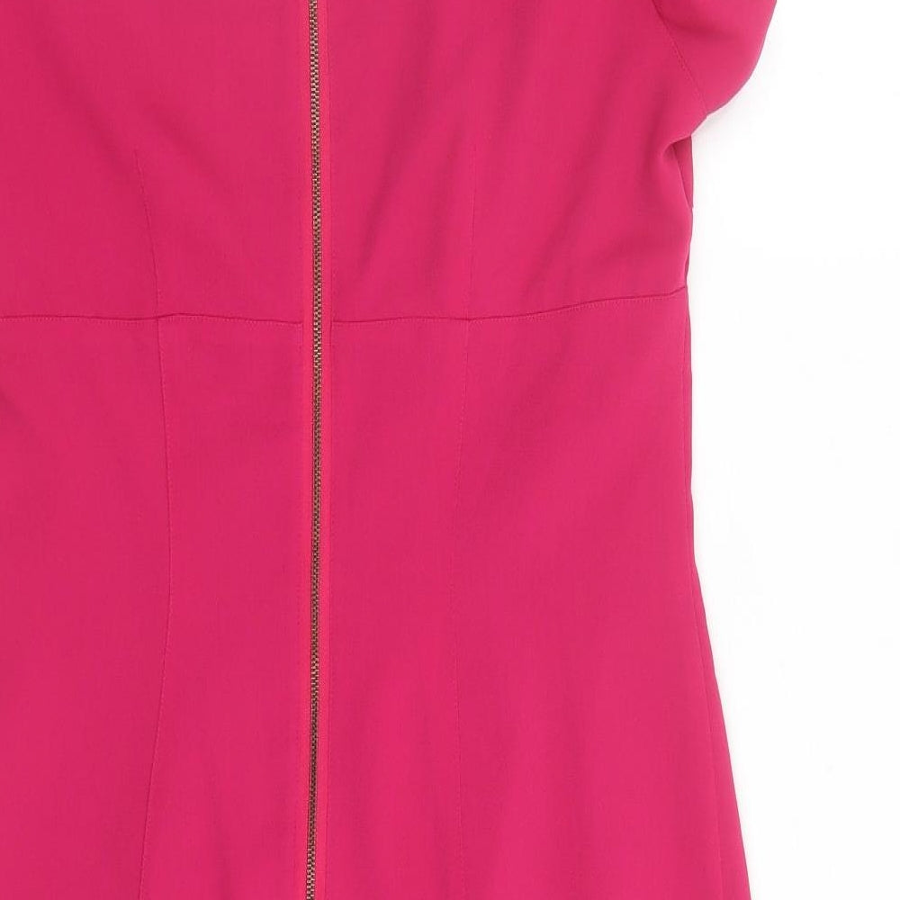 Limited Collection Womens Pink Polyester A-Line Size 10 Round Neck Zip - Lined
