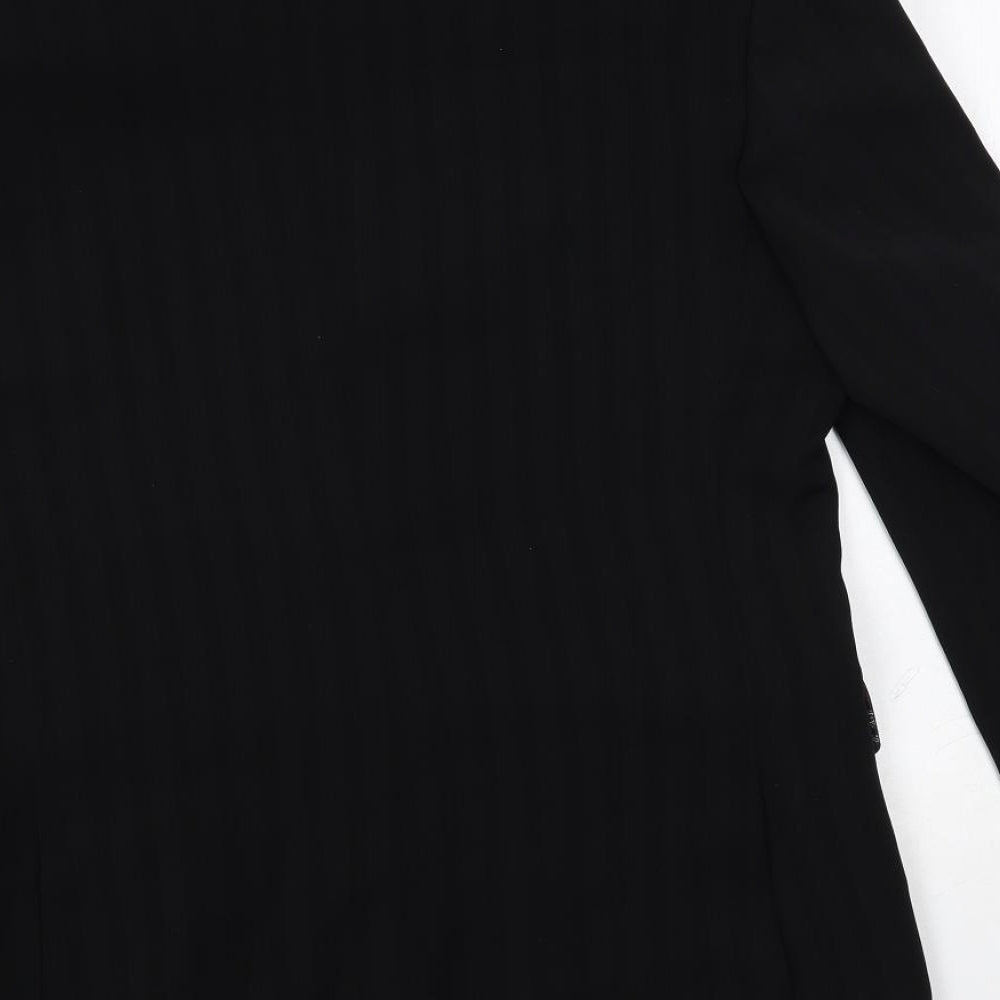 Denis Hope Mens Black Striped Polyester Jacket Suit Jacket Size 38 Regular