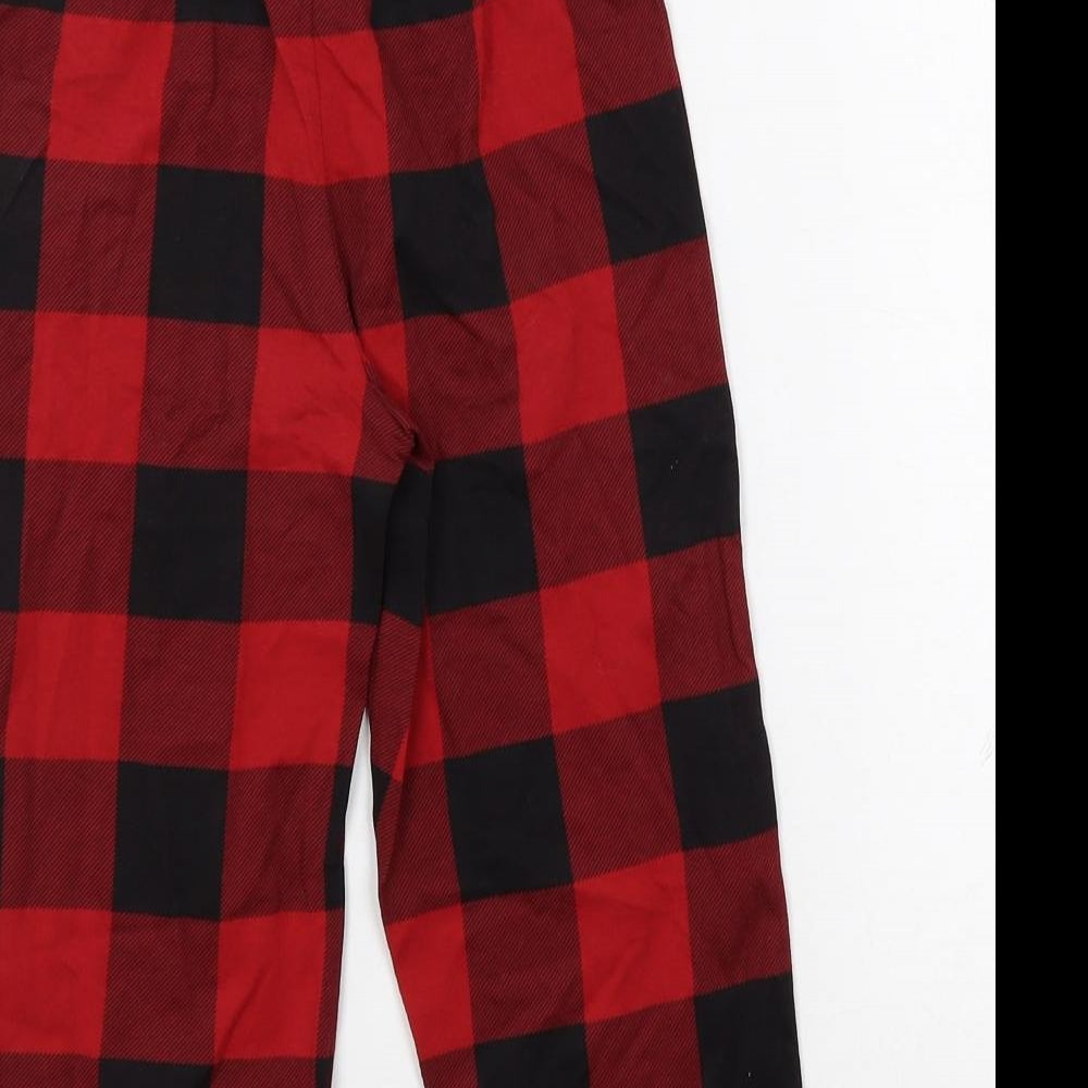 Marks & Spencer Girls Red Plaid Cotton Top Pyjama Pants Size 3-4 Years Drawstring