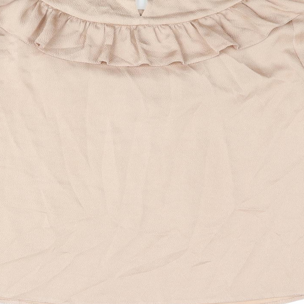 C&A Womens Pink Polyester Basic Blouse Size 10 Round Neck - Frill