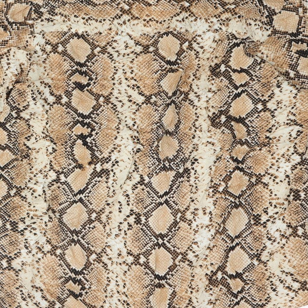 River Island Womens Beige Animal Print Viscose Basic Button-Up Size 10 Collared - Snake Print
