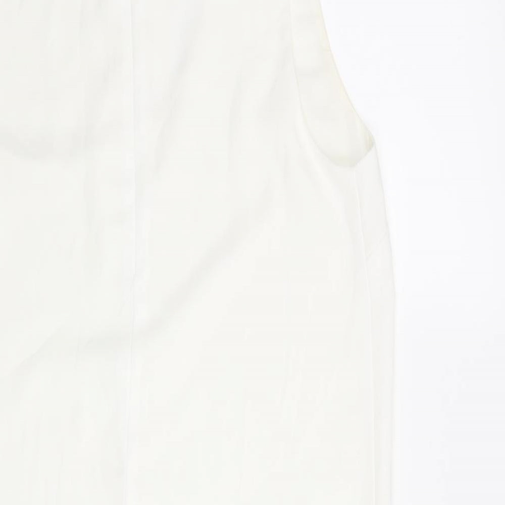 Glamorous Womens White Polyester Shift Size M Collared Zip - V Neck Cut Out