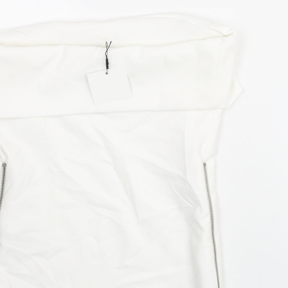Zara Womens White Polyester Basic Blouse Size S Square Neck