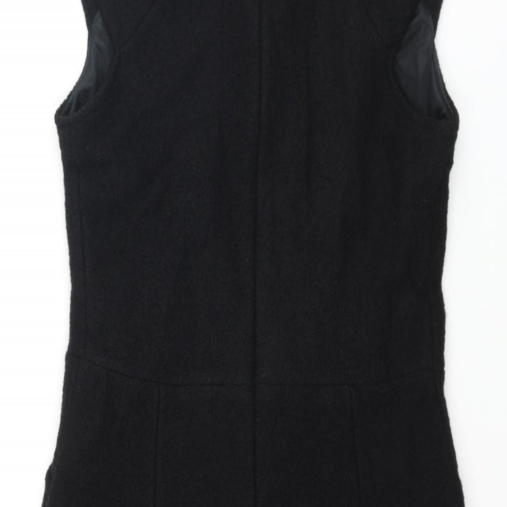 Zara Womens Black Polyester Mini Size M Mock Neck Zip - Textured