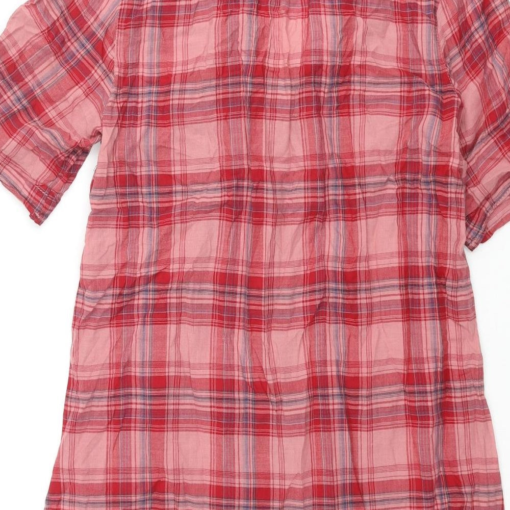 NEXT Womens Pink Check Cotton Basic Button-Up Size 8 Collared