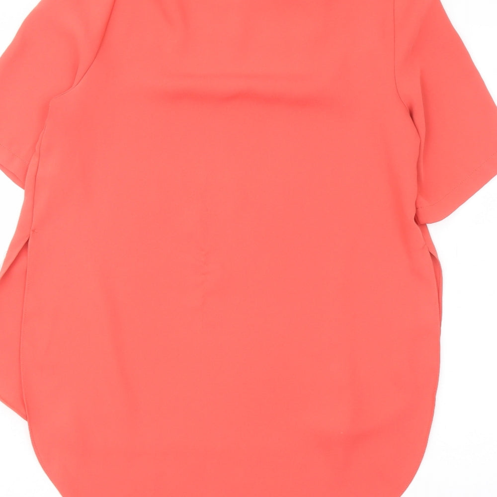 Topshop Womens Orange Polyester Basic Blouse Size 8 Round Neck