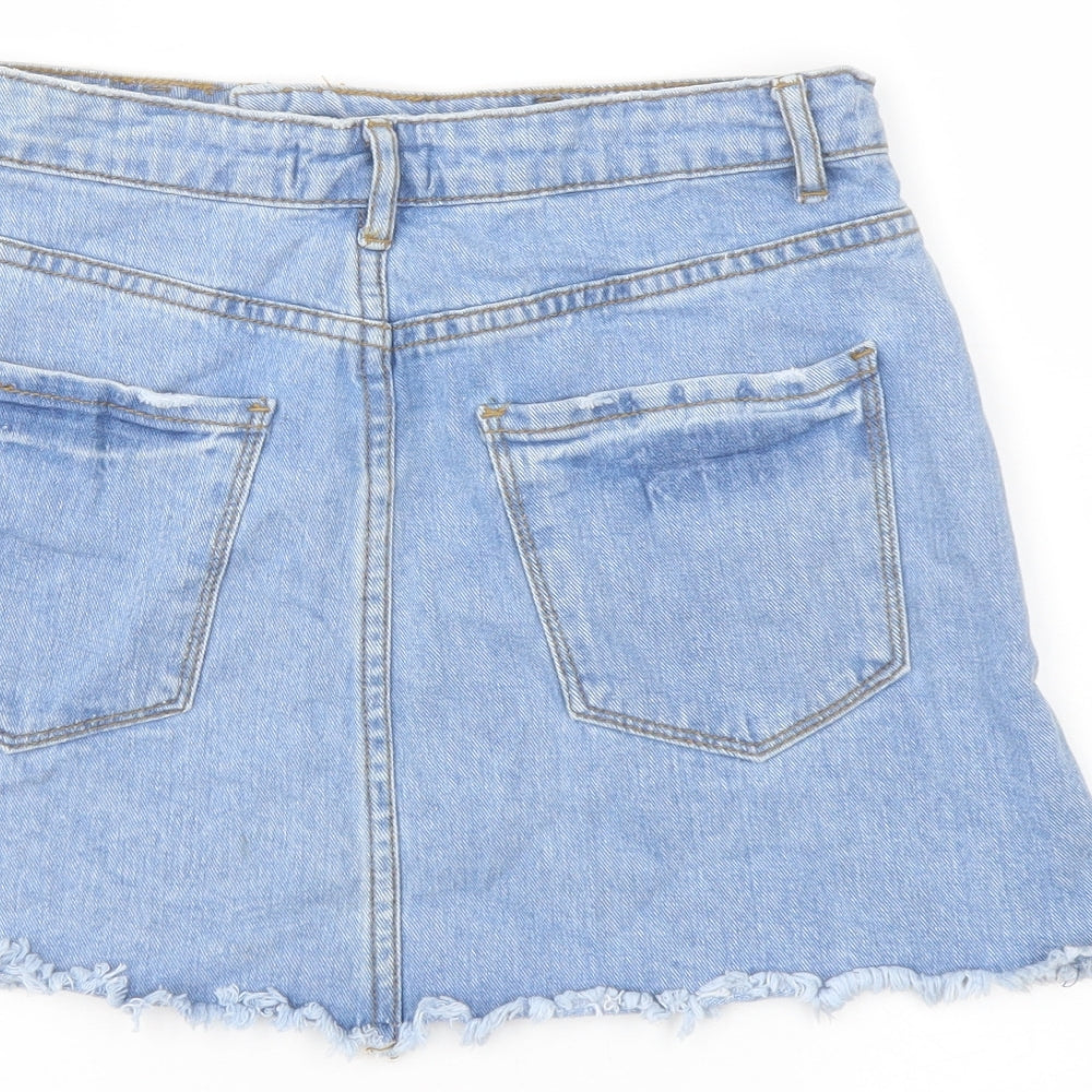 FOREVER 21 Womens Blue Cotton A-Line Skirt Size 28 in Button