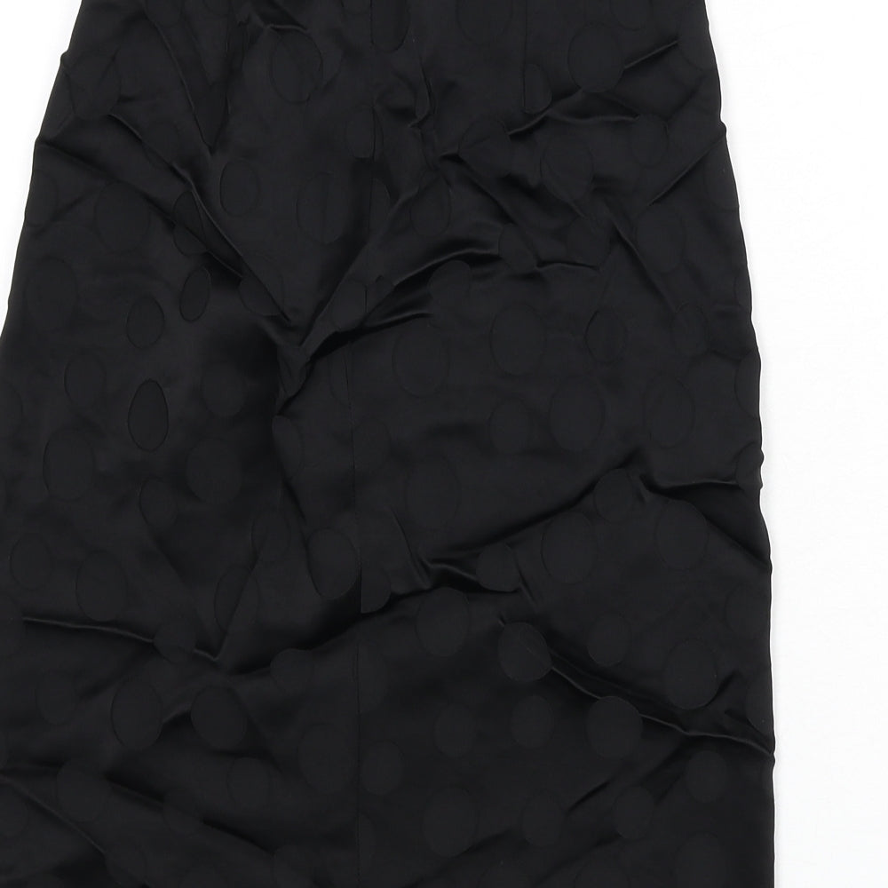 Zara Womens Black Polka Dot Viscose Straight & Pencil Skirt Size XS Zip