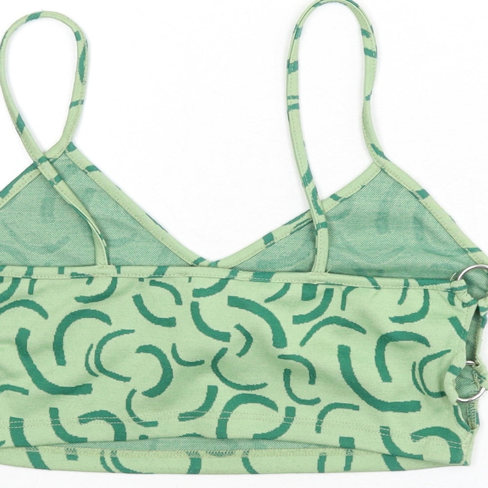 Bershka Womens Green Geometric Polyester Camisole Tank Size M V-Neck