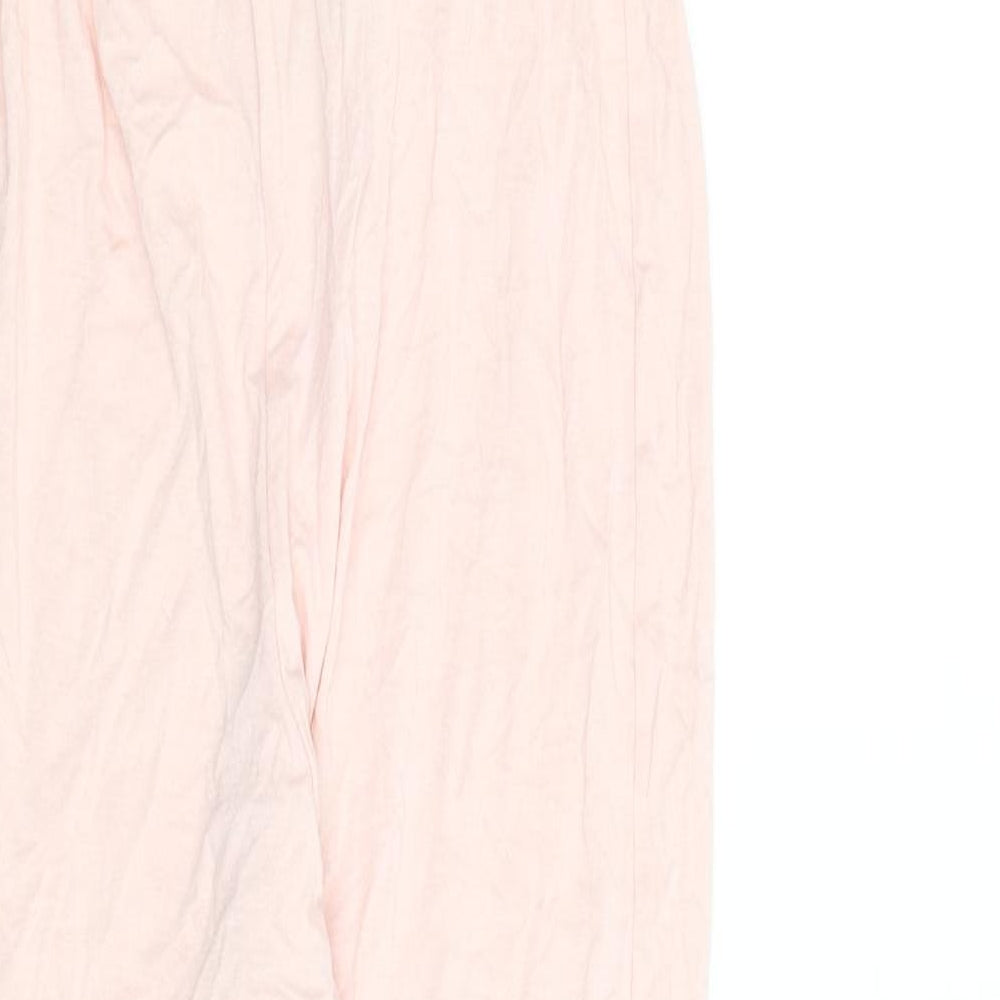 PRETTYLITTLETHING Womens Pink Viscose Capri Leggings Size 10 L23 in - Suspenders