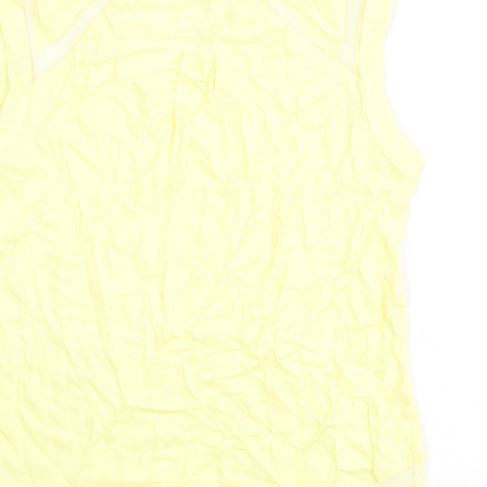Warehouse Womens Yellow Polyester Basic Tank Size 16 V-Neck - Mesh Panels