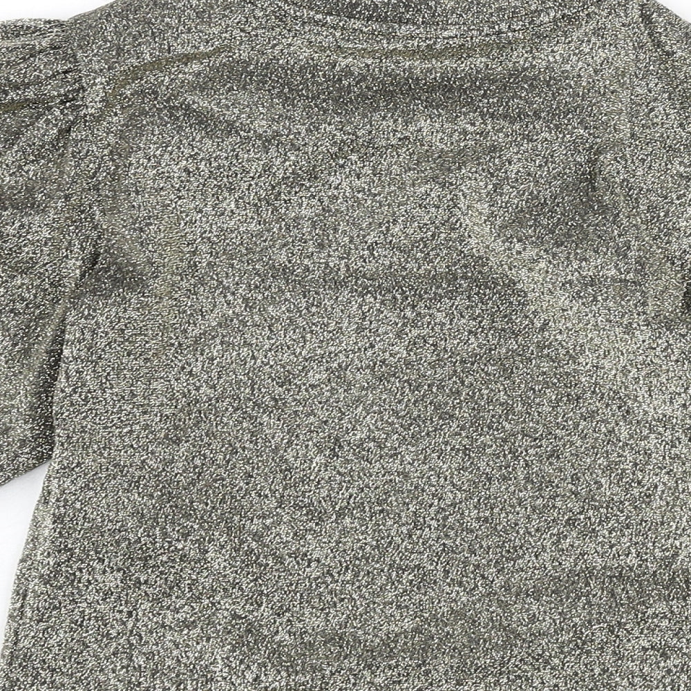 Monki Womens Gold Polyester Cropped T-Shirt Size 2XS Round Neck
