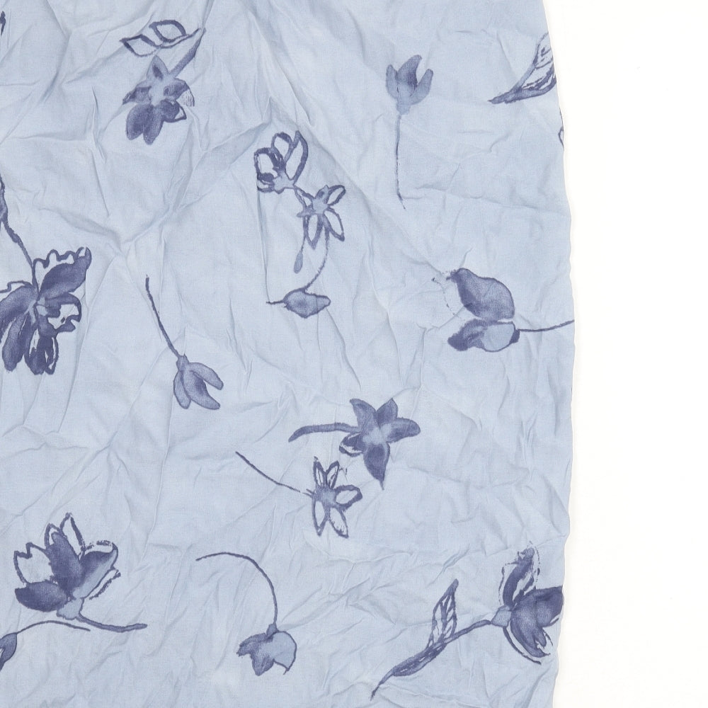 Classics Womens Blue Floral Viscose A-Line Skirt Size 18 Button