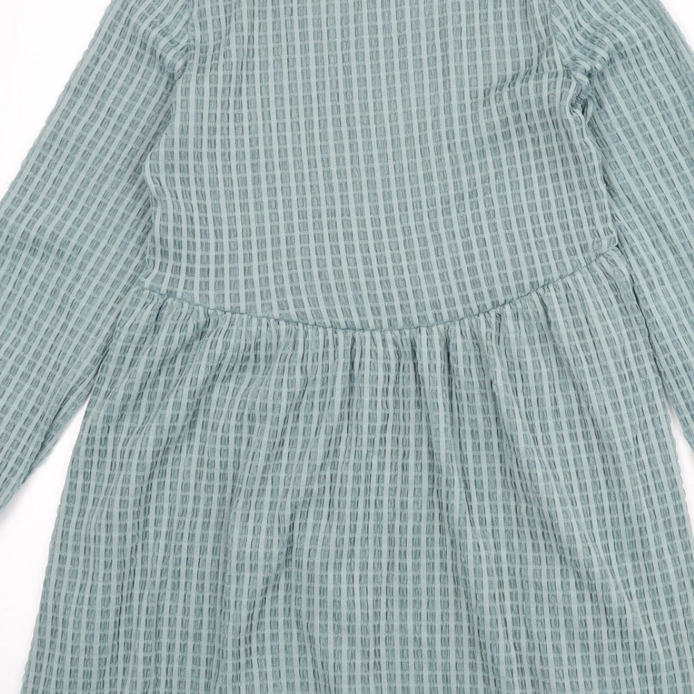 Topshop Womens Blue Geometric Polyester A-Line Size 10 Round Neck Pullover