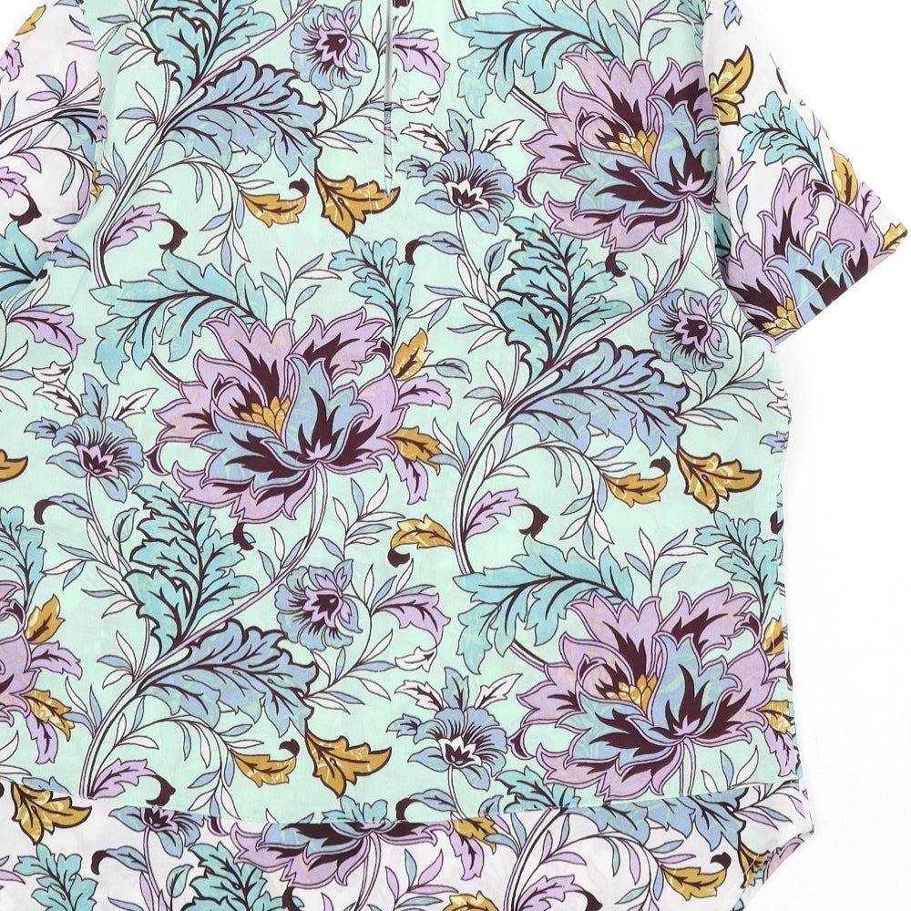 Marks & Spencer Womens Multicoloured Floral Polyester Basic Blouse Size 10 Round Neck