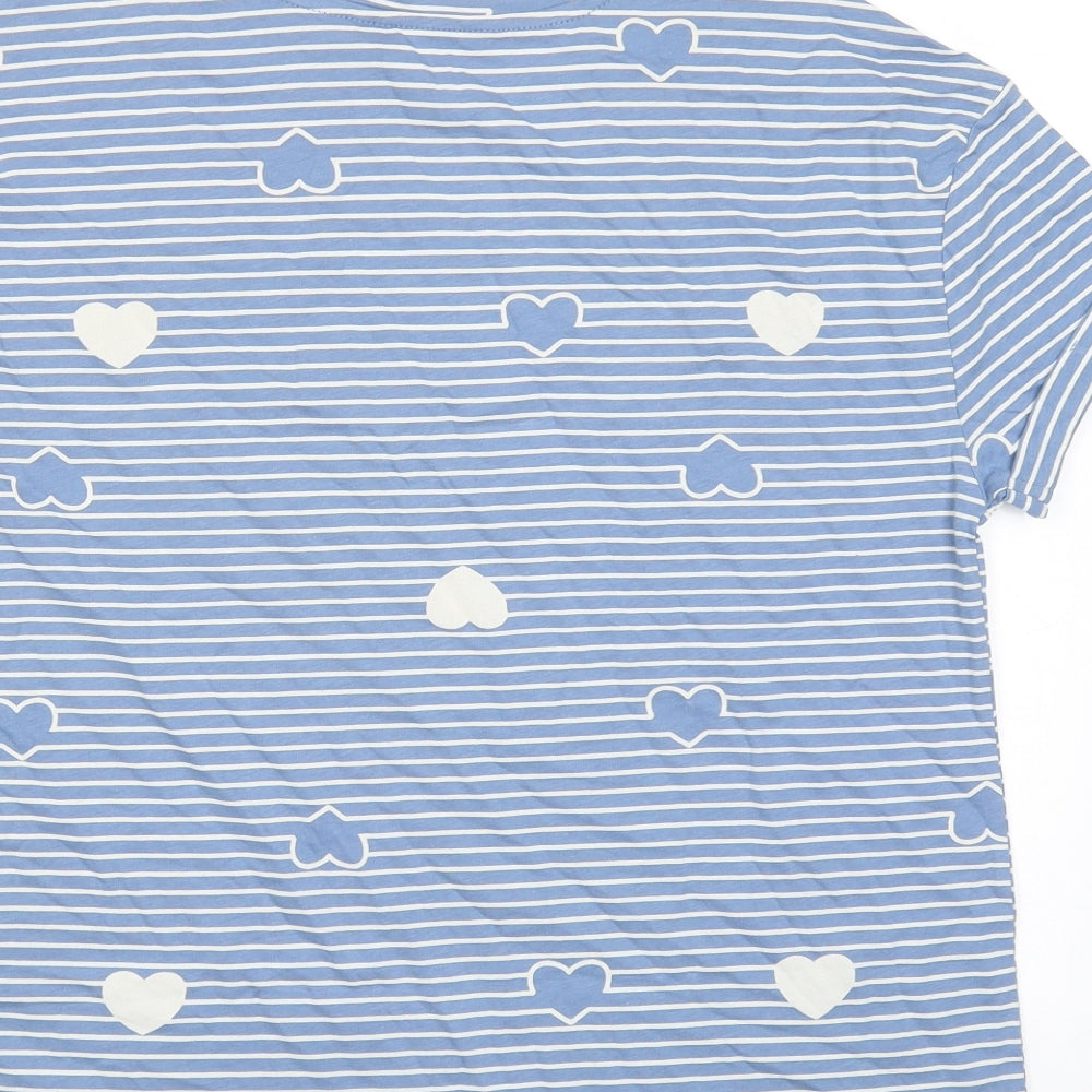 Marks & Spencer Womens Blue Geometric Cotton Top Pyjama Top Size XS
