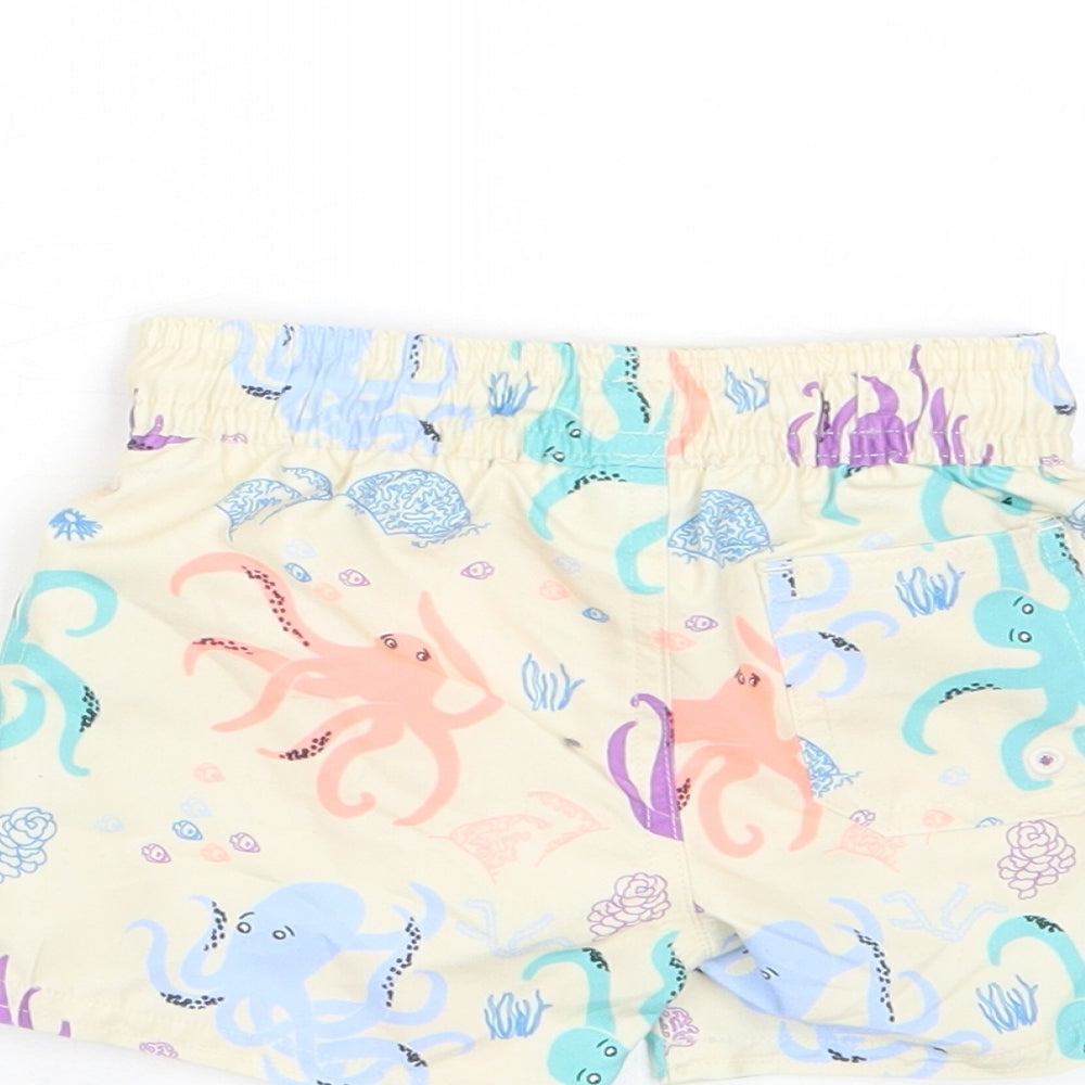 Marks & Spencer Boys Multicoloured Geometric Polyester Sweatpants Trousers Size 3-6 Months Drawstring - Octopus, Swim Shorts