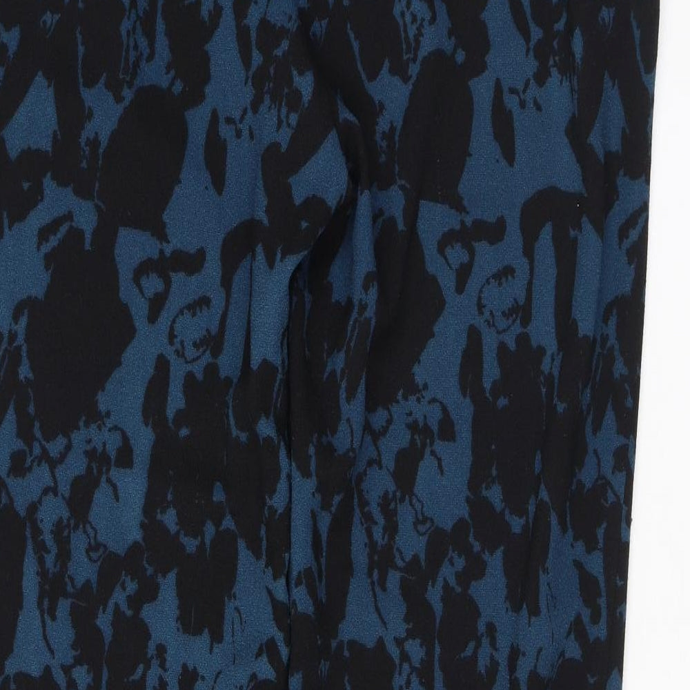 ICHI Womens Blue Geometric Polyester Trousers Size S L28 in Regular