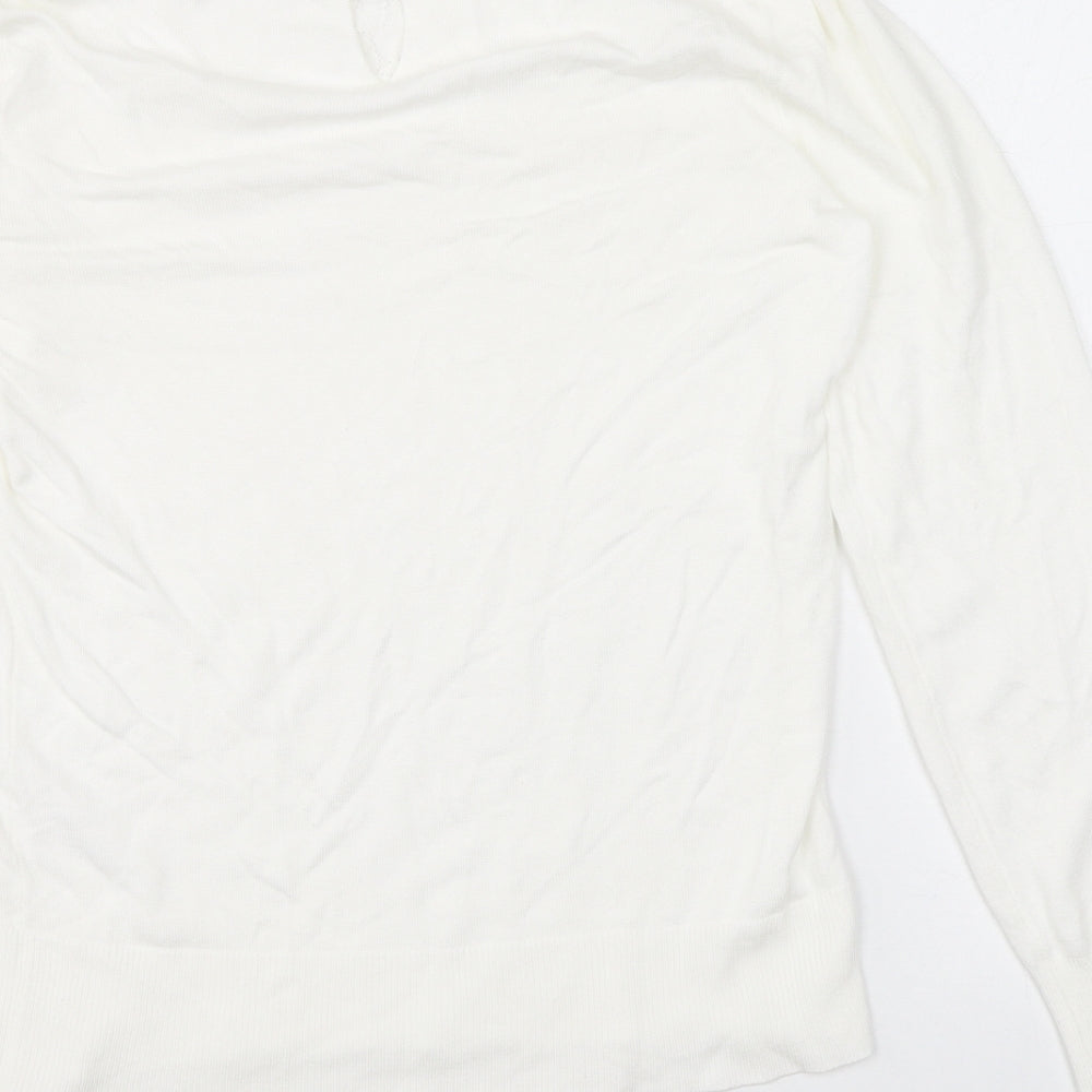 Oasis Womens White Mock Neck Viscose Pullover Jumper Size XS - Lace